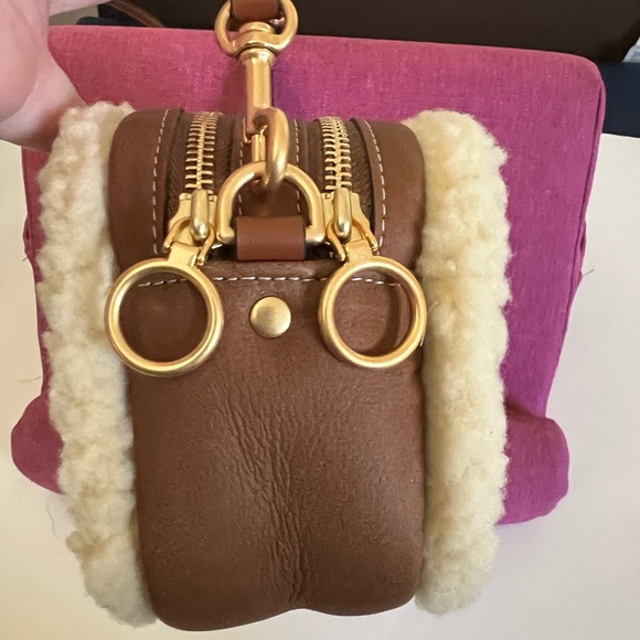 Tory Burch Perry Bombe Shearling Mini Bag in Classic Cuoio - Picture 7 of 13